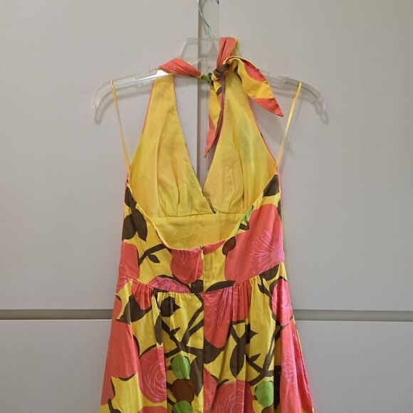 Trina Turk retro style yellow/orange halter sundress, Pre-owned, sz.4 - Picture 6 of 10